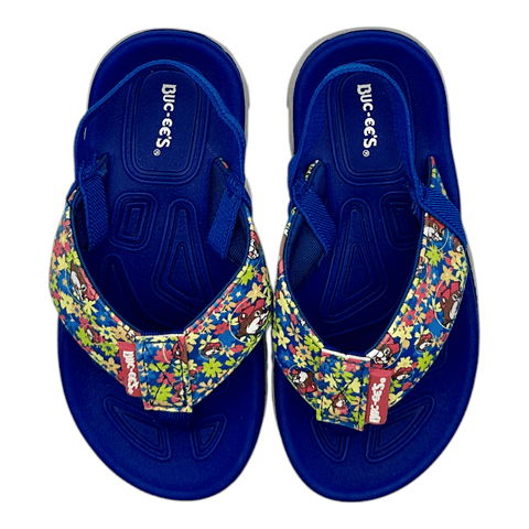 Buc-ee's Toddler Flip Flops w/Straps - Blue Floral