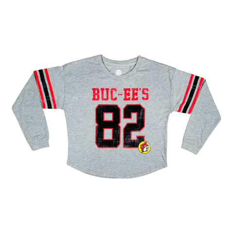 Adult Heather Gray Game Day Long-Sleeve Crop Top
