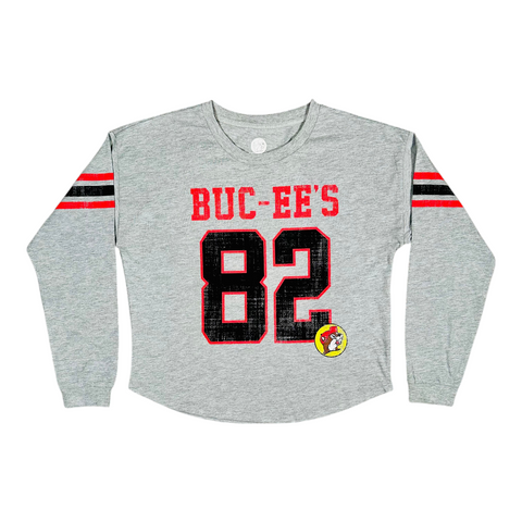 Adult Heather Gray Game Day Long-Sleeve Crop Top