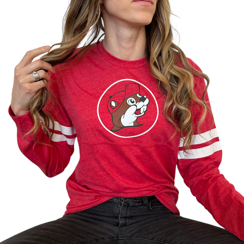 Buc-ee’s Red Baseball T-Shirt – Long Sleeve Classic Style