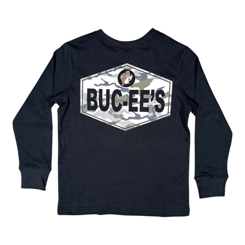 Youth Buc-ee's Black Shirt - Camo