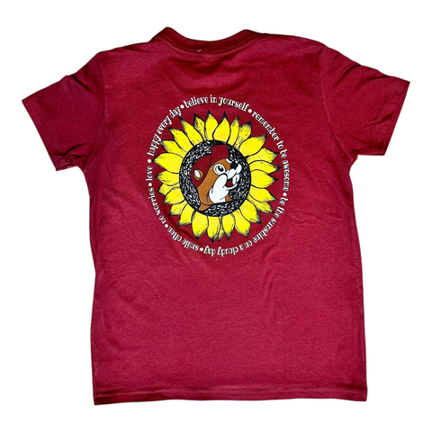 Youth Maroon Buc-ee's Sunflower Shirt