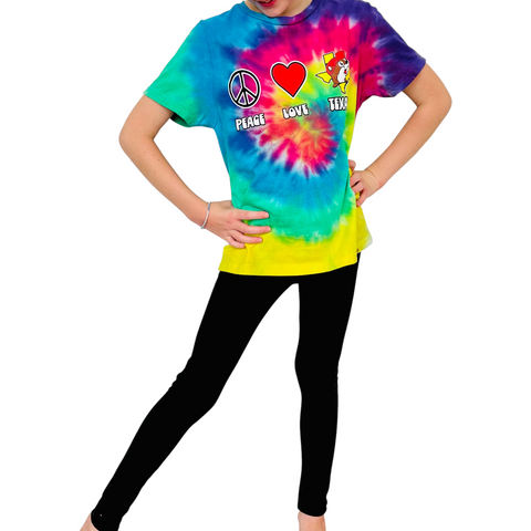 Youth Tie Dye Shirt - Peace, Love, Texas
