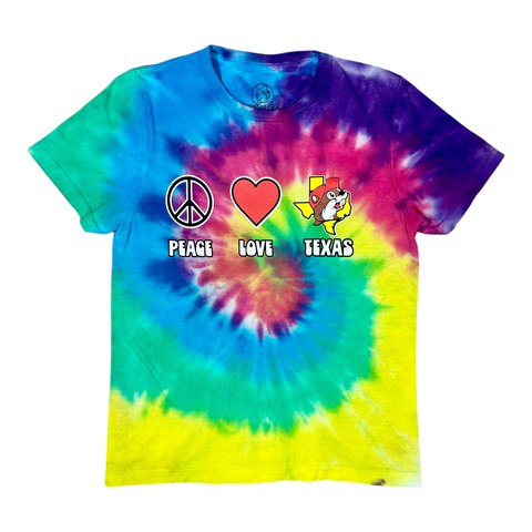 Youth Tie Dye Shirt - Peace, Love, Texas
