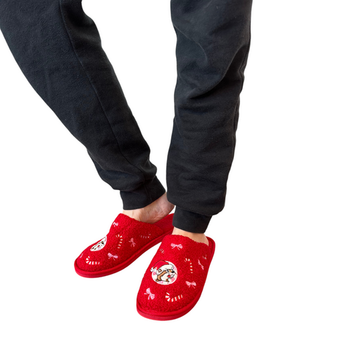 Buc-ee's Christmas 2025 Candy Cane Red Slippers