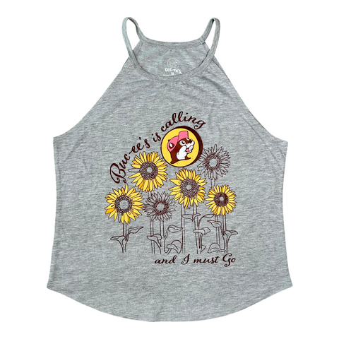 Adult Sunflower Calling Gray Tank Top