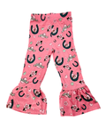 Pink flare pant - playful floral design